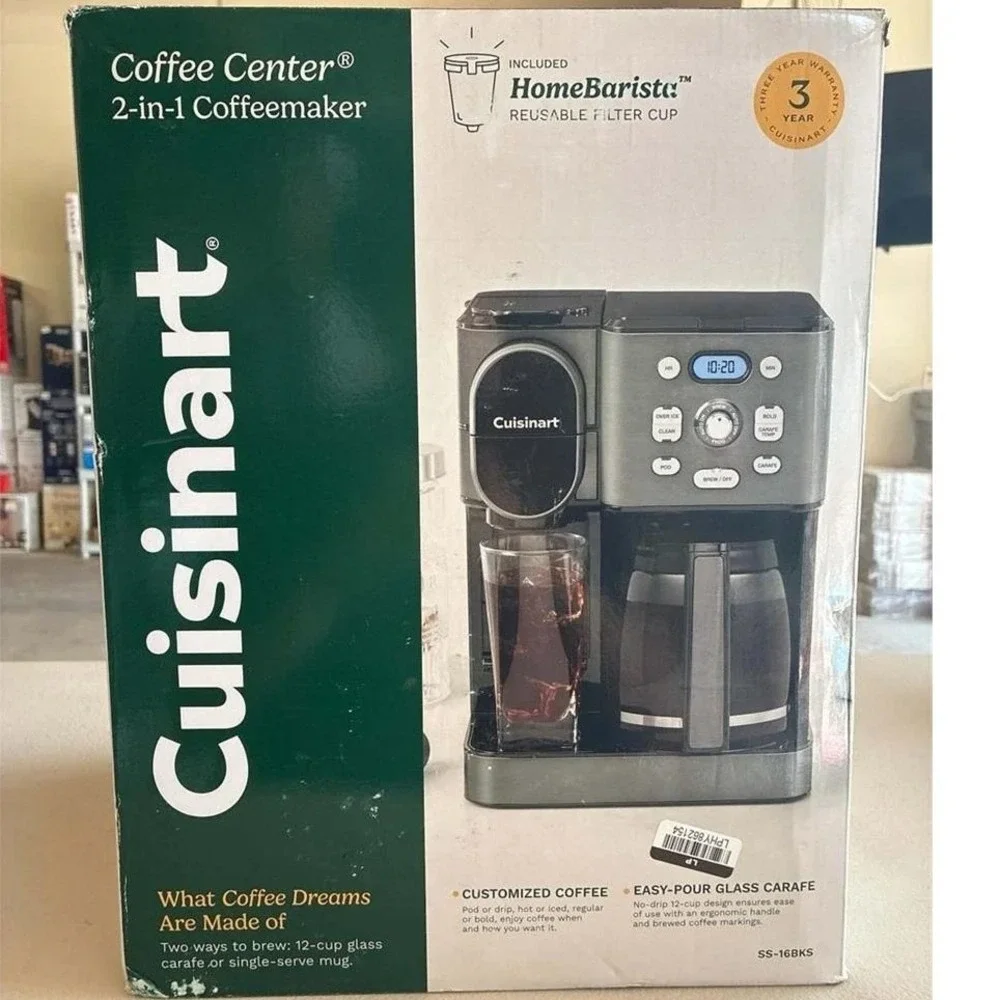 Cuisinart Coffee Center 2-in-1 Coffeemaker SS-16BKS Black‎ Stainless 12-Cup Pod